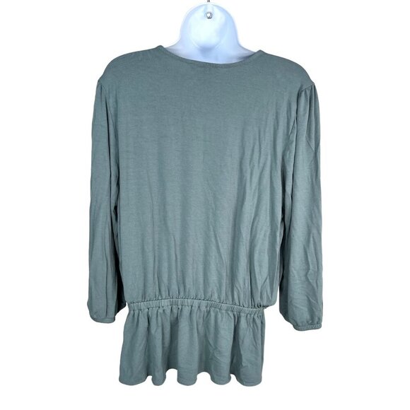 Lauren Ralph Lauren faux wrap peplum blouse sage green sz L - Picture 2 of 9